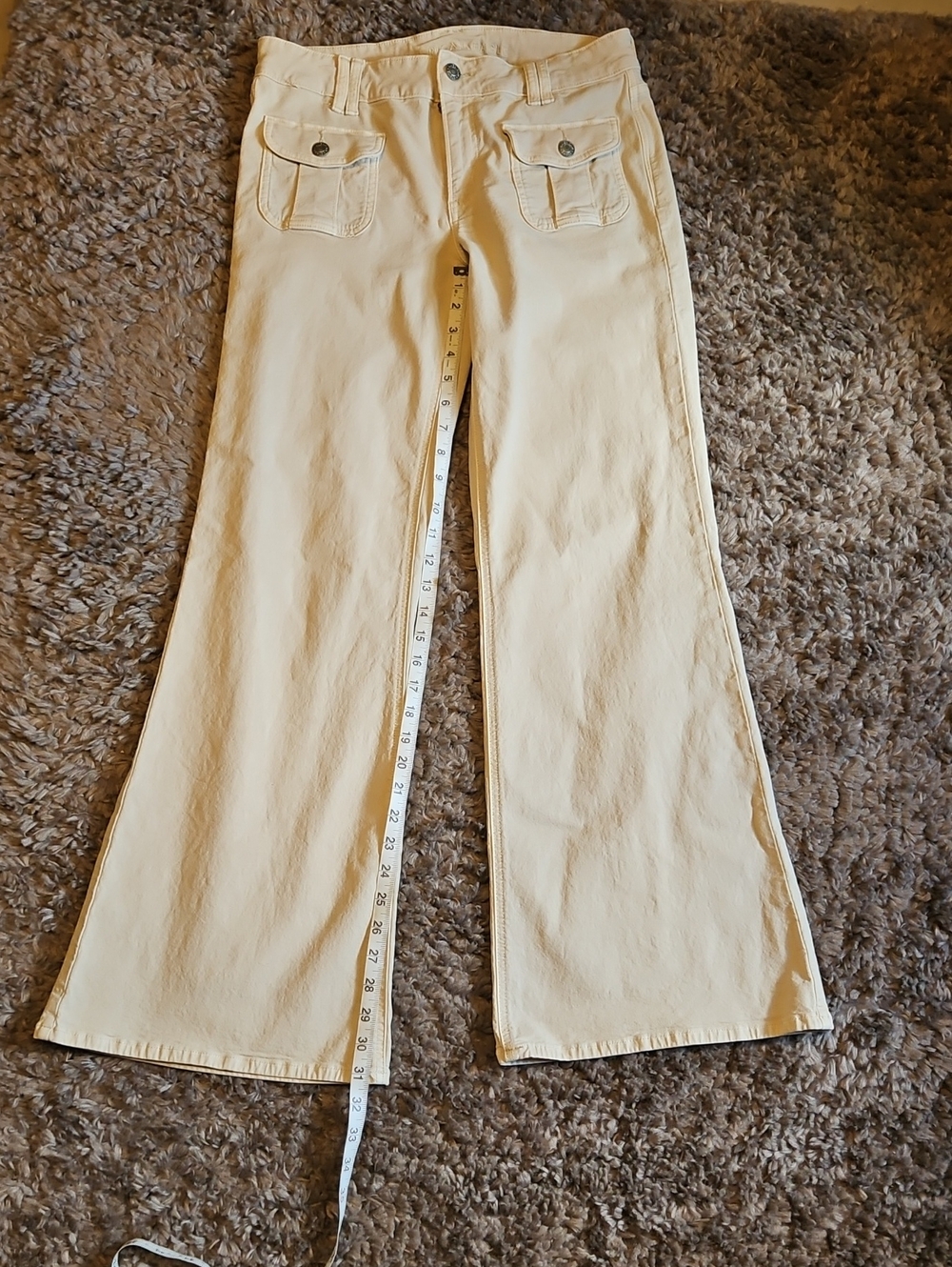 AE Stretch Low-Rise Flare Pant Size 6 Long Tan
